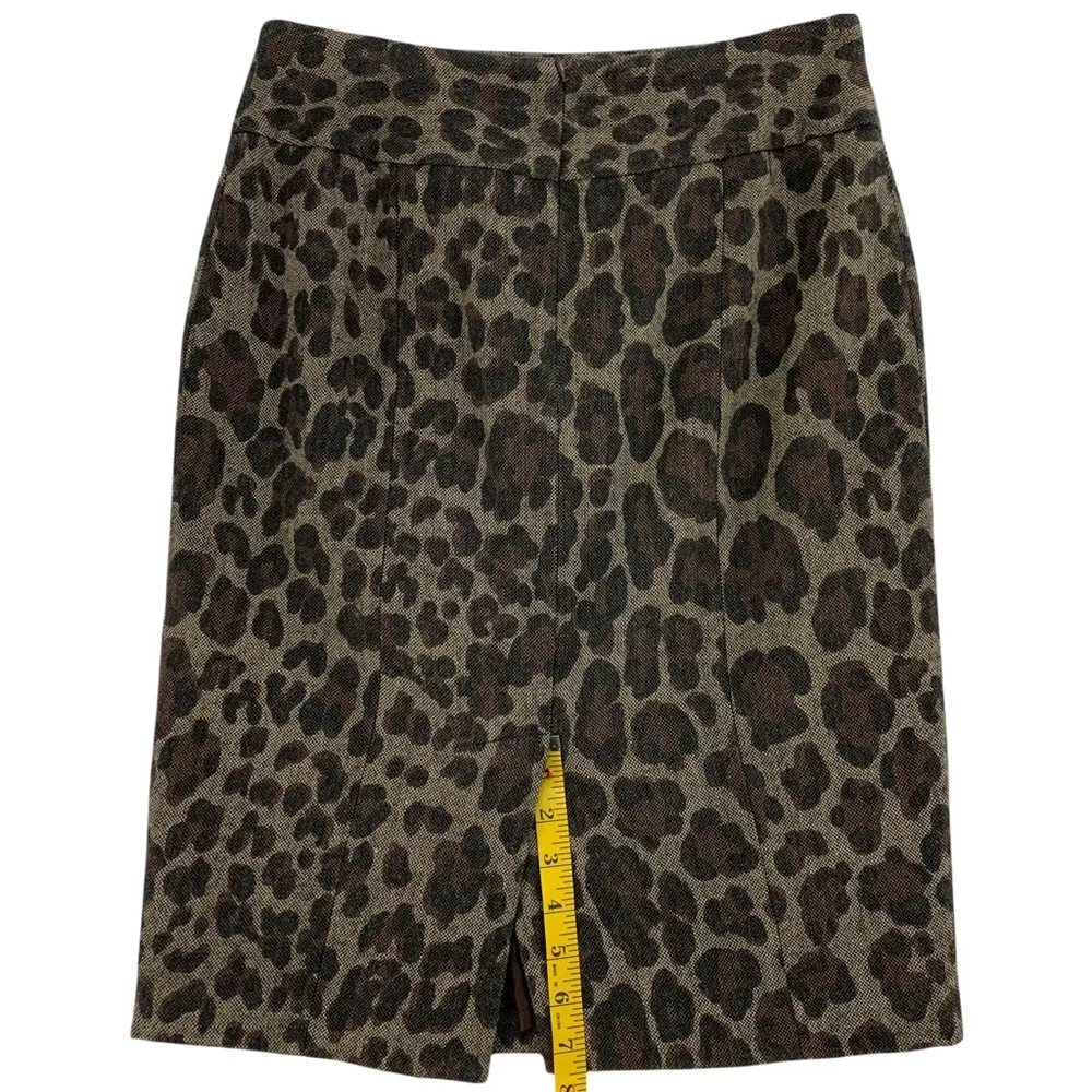 Wool Blend Leopard Pencil Skirt